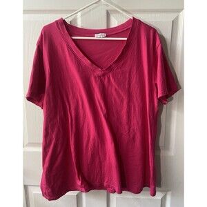 Loanna V neck T shirt Womens Plus 2X Cotton Blend Short Sleeved Basic